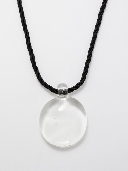 Annika Inez Glass-pendant Silk Necklace In Clear Multi