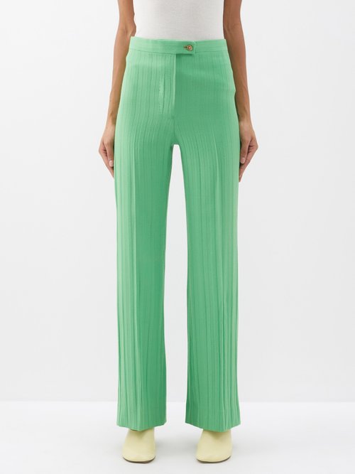 Giuliva Heritage The Laura Striped Wool Trousers In Green