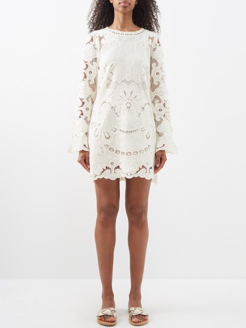 Sea - Lysa Cotton-lace Mini Dress - Womens - Ivory