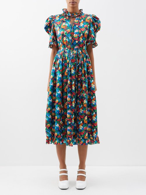 Horror Vacui Leandra Floral-print Silk-satin Midi Dress