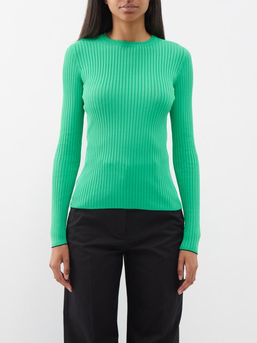 Another Tomorrow Ribbed-knit Viscose Top
