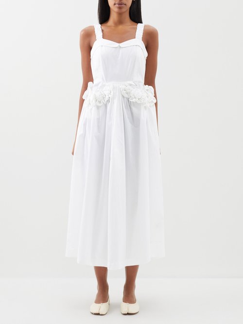 Batsheva Farley Ruffled-trim Cotton Sleeveless Dress