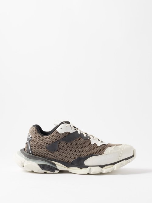 Balenciaga - Track.3 Mesh And Faux-leather Trainers - Mens - Grey White