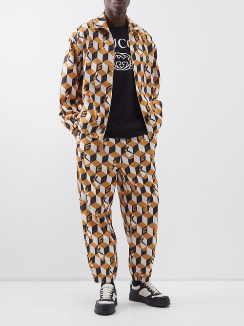 Gucci - Rabbit G-cube Printed Jersey Track Jacket - Mens - Black Tan