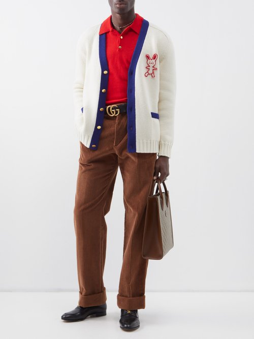 Gucci - Rabbit-embroidered Wool Cardigan - Mens - Ivory Multi