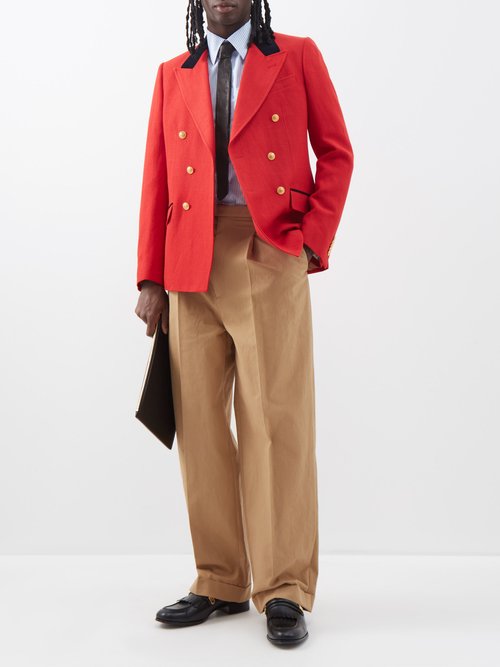 Gucci - Pleated Cotton Tailored Trousers - Mens - Beige