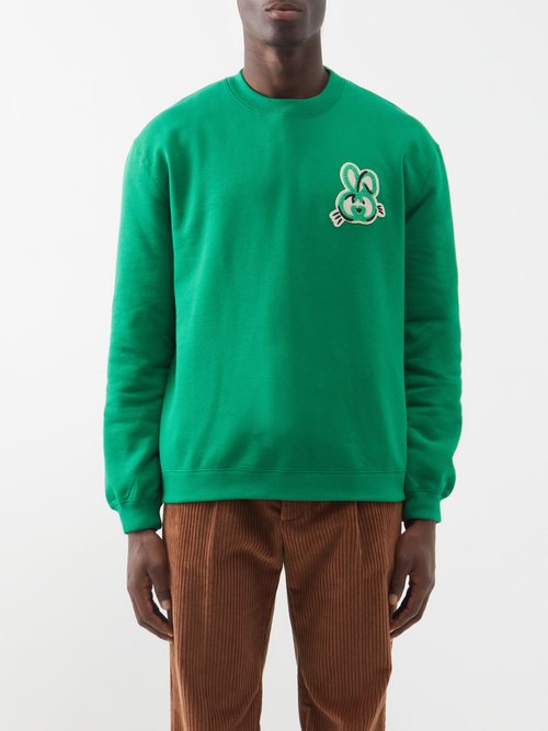 Gucci - Logo-embroidered Cotton-jersey Sweatshirt - Mens - Green