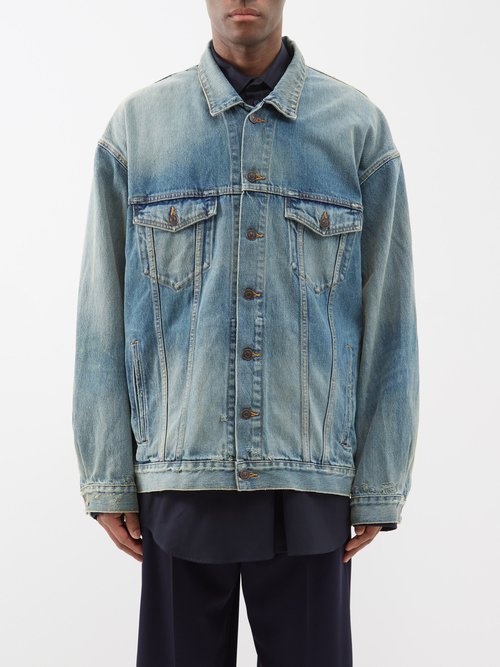 Balenciaga - Oversized Selvedge Denim Jacket - Mens - Blue Multi