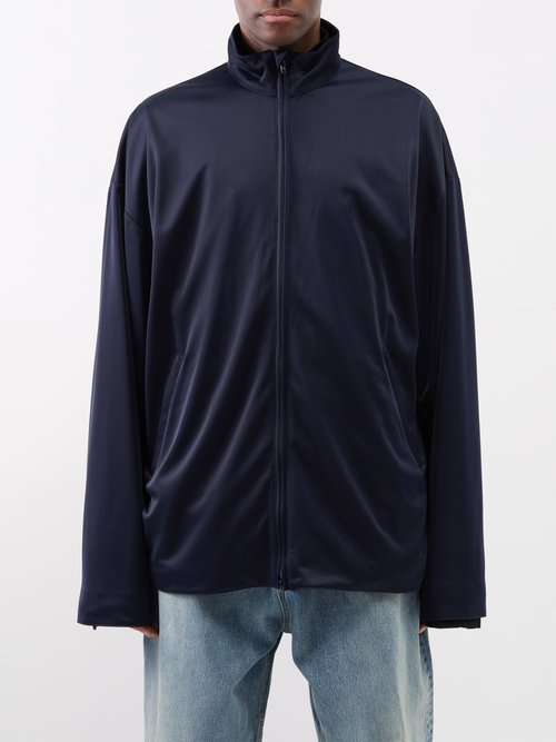 Balenciaga - Oversized Knitted-jersey Tracksuit Jacket - Mens - Dark Navy