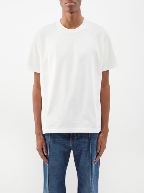 Bottega Veneta - Sunrise Logo-embroidered Cotton-jersey T-shirt - Mens - Cream
