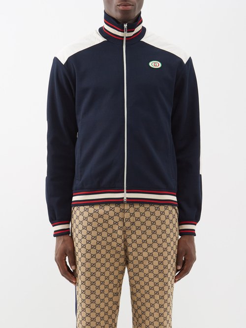 Gucci - Striped Jersey Track Jacket - Mens - Navy Multi