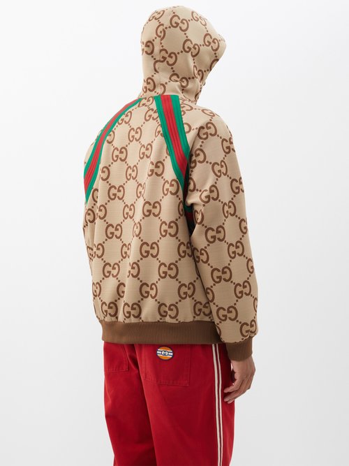 Gucci - GG-print Shell Hooded Jacket - Mens - Beige Brown