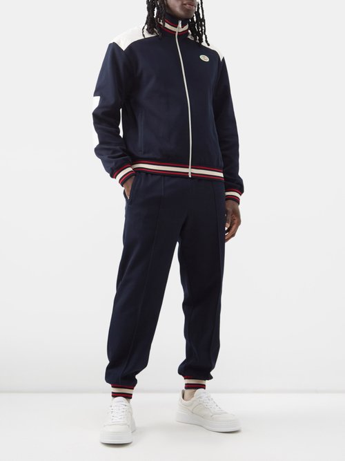 Gucci - Striped-cuff Jersey Track Pants - Mens - Navy Multi