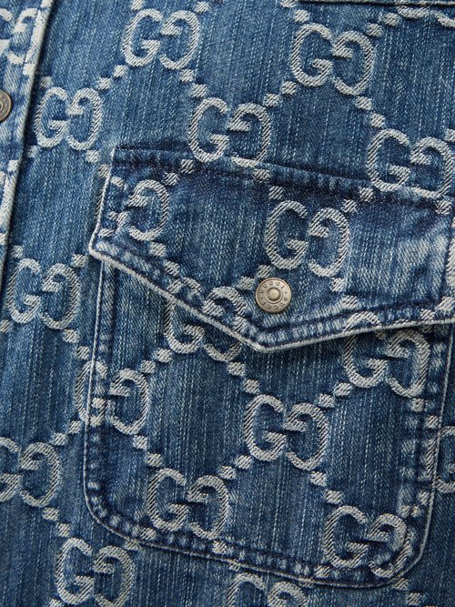 GG Jacquard Denim Jacket in Blue - Gucci