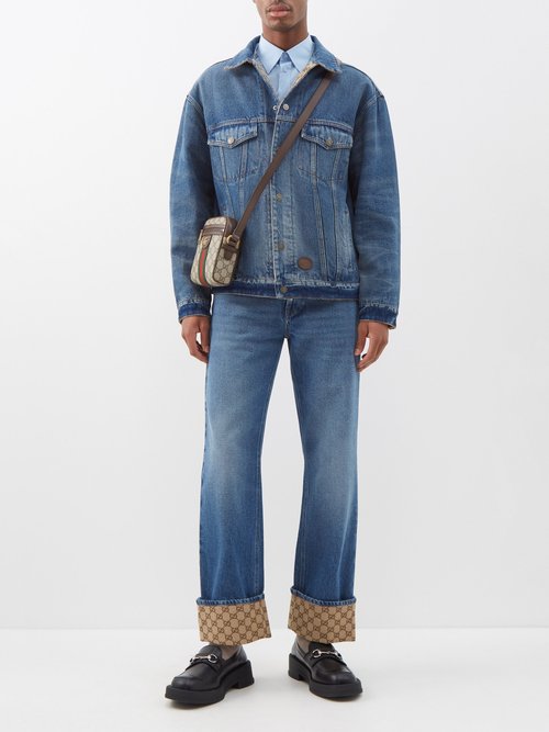 Gucci - Reversible Gg-jacquard Denim Jacket - Mens - Blue Multi