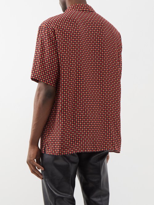 Gucci GG geometric print silk bowling shirt