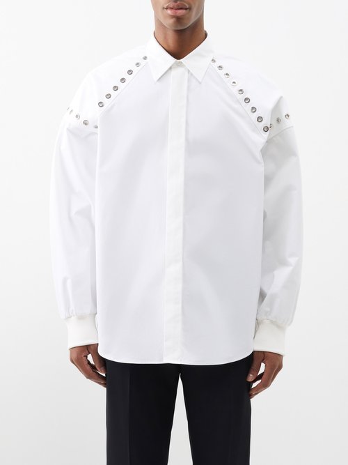 Alexander Mcqueen - Rivet-embellished Cotton-poplin Shirt - Mens - White