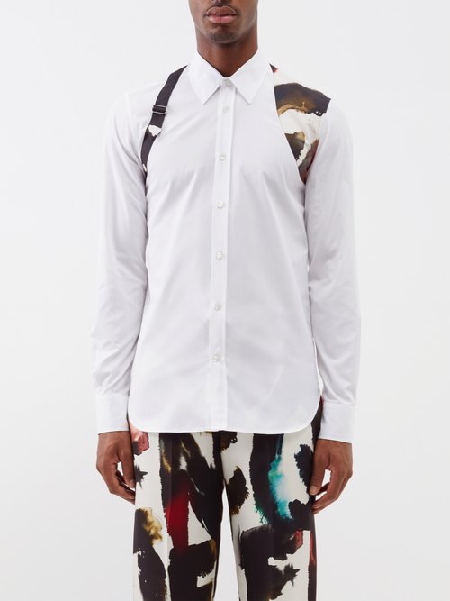 Alexander Mcqueen - Harness-strap Cotton-poplin Shirt - Mens - White