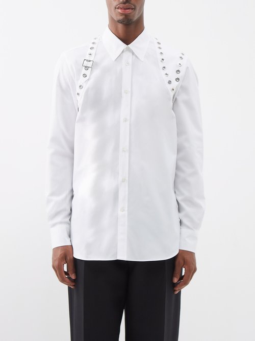 Alexander Mcqueen - Harness-embellished Cotton-poplin Shirt - Mens - White