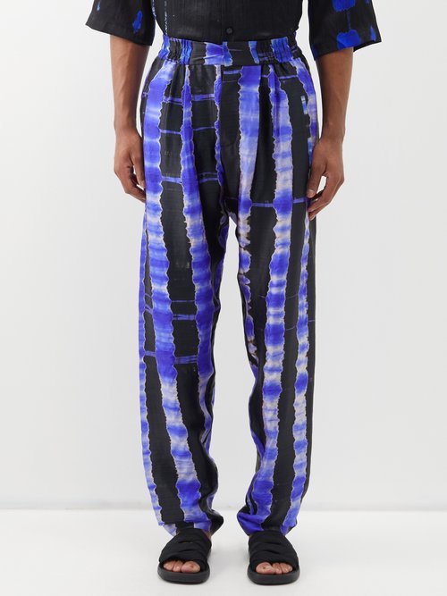 Delos Conrad Shibori-print Silk Trousers