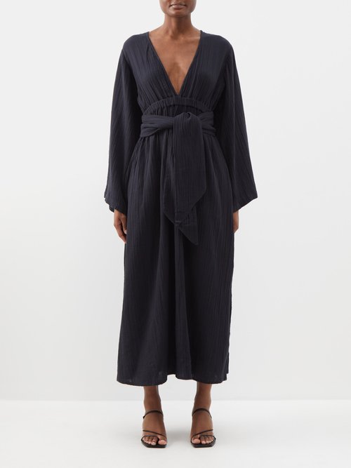 Mara Hoffman Blair Plunge-front Organic-cotton Midi Dress