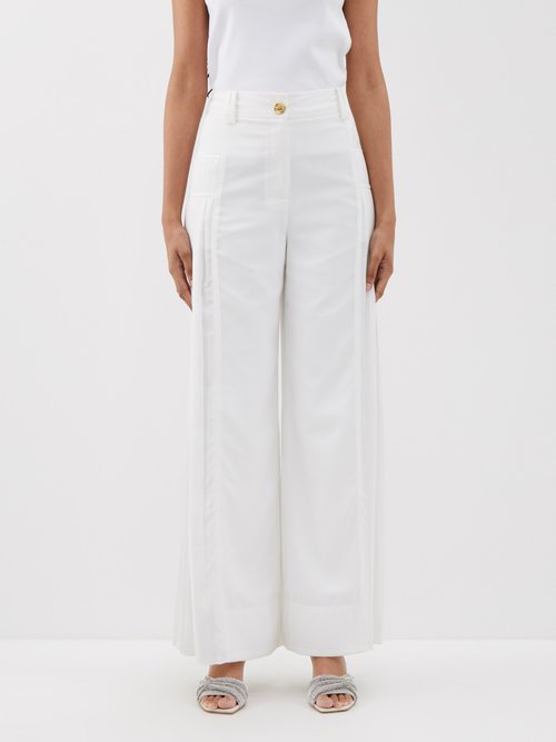 Aje Tranquility Pleated Crepe Wide-leg Trousers