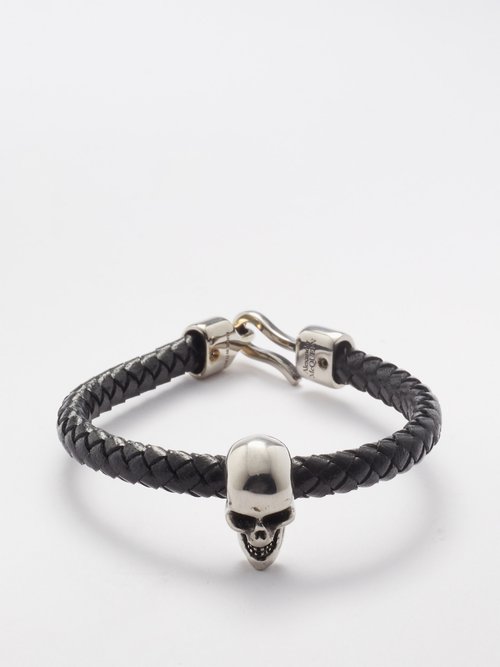 Alexander McQueen Black leather Skull bracelet