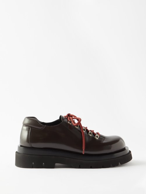 Bottega Veneta - Lug-sole Leather Lace-up Shoes - Mens - Dark Brown