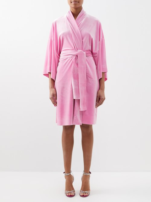 Norma Kamali - Velvet Robe Dress - Womens - Pink