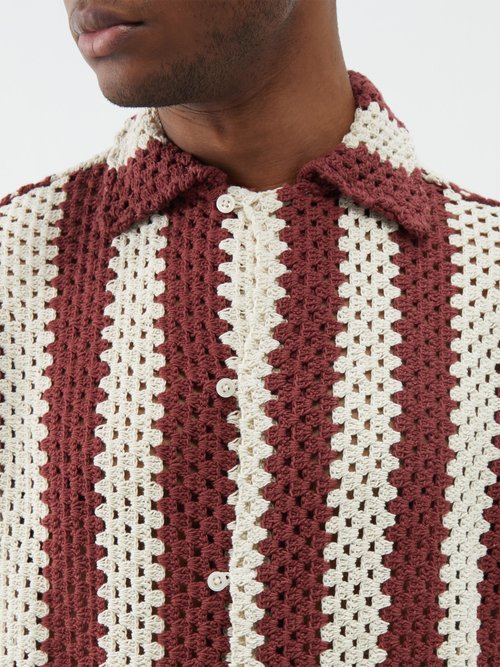 BODE Striped crochet-knit Shirt - Farfetch