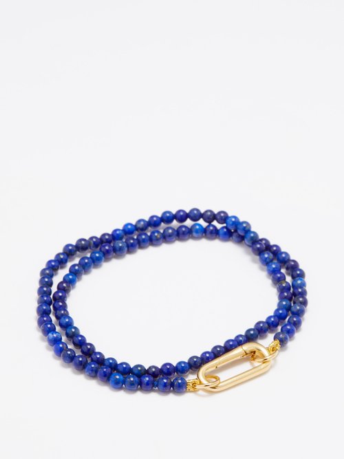 Rosa De La Cruz Double Wrap Lapis & 18kt Gold Bracelet In Blue Multi ...