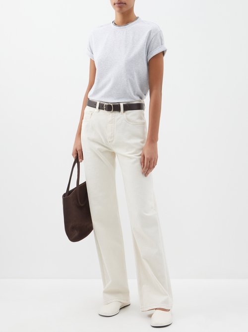 Brunello Cucinelli - Monili-trim Cotton-blend Jersey T-shirt - Womens - Light Grey