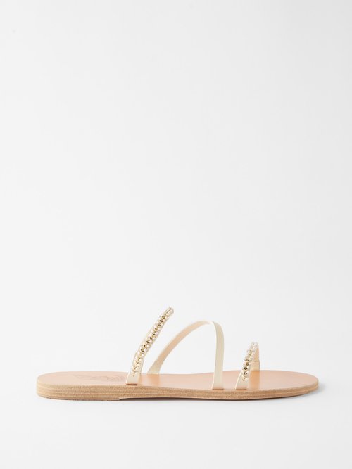 ancient greek sandals - apli embellished leather womens off white