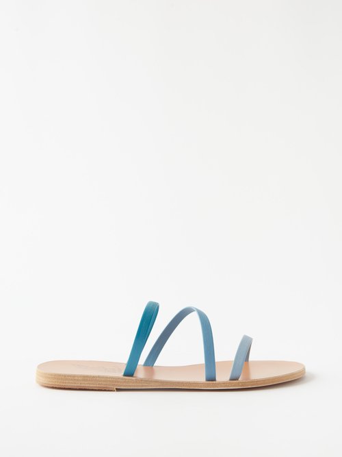Ancient Greek Sandals Apli Polytimi Leather Slides In Blue | ModeSens