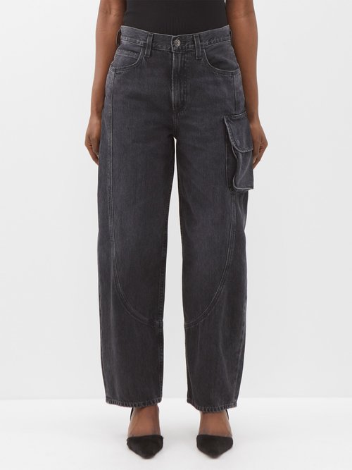 Agolde - Cass Cargo-pocket Wide-leg Jeans - Womens - Black