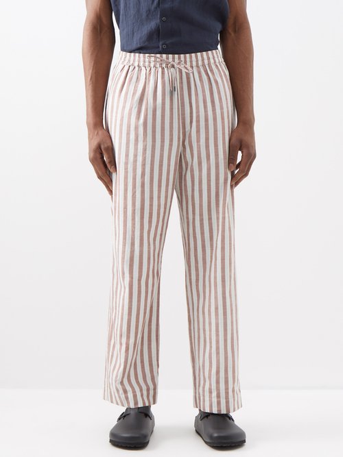 Striped Drawstring Cotton-blend Trousers