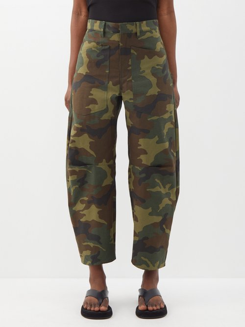 Nili Lotan - Shon Camouflage-print Cotton Balloon-leg Trousers - Womens - Camo