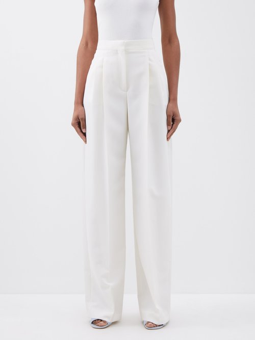 Alexander Mcqueen - Pleated Grain De Poudre Tailored Trousers - Womens - Ivory