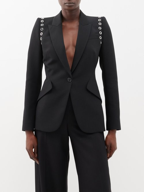 Alexander McQueen Eyelet-embellished Crepe Suit Jacket