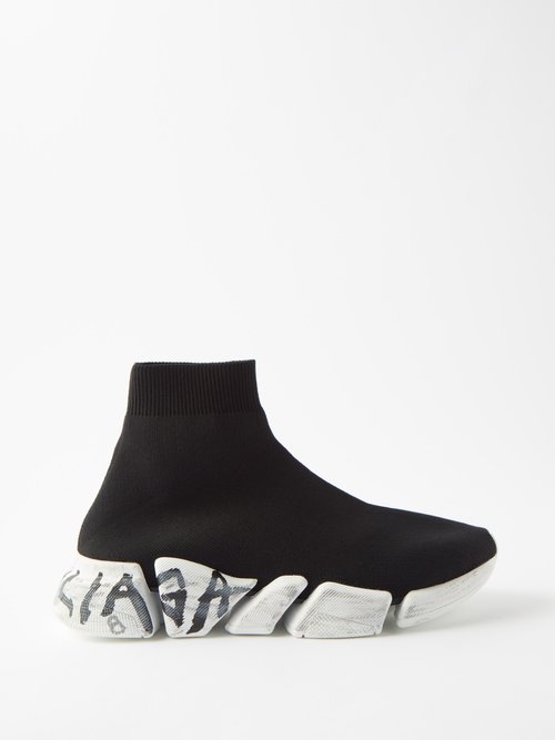 Balenciaga Speed 2.0 Lace-Up Graffiti Recycled Knit Sneaker