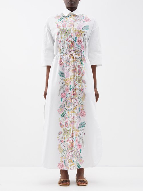 Evi Grintela Nori Floral-print Cotton-poplin Maxi Shirt Dress