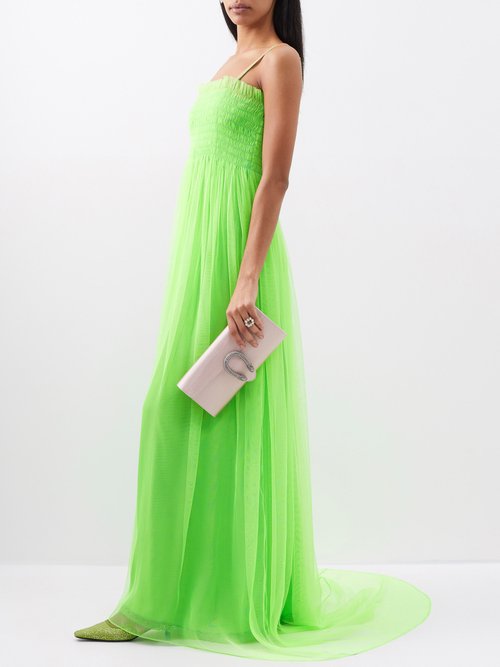 Gucci - Shirred-bodice Silk Gown - Womens - Green