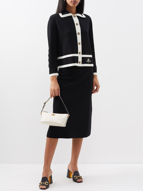 Gucci - GG-embroidery Wool Midi Skirt - Womens - Black