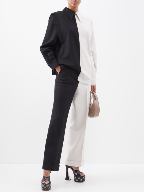 Gucci - High-rise Wool-twill Trousers - Womens - Black White