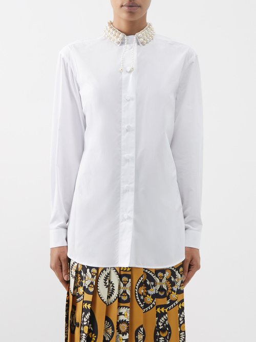 Gucci - Embellished-collar Cotton-poplin Shirt - Womens - White