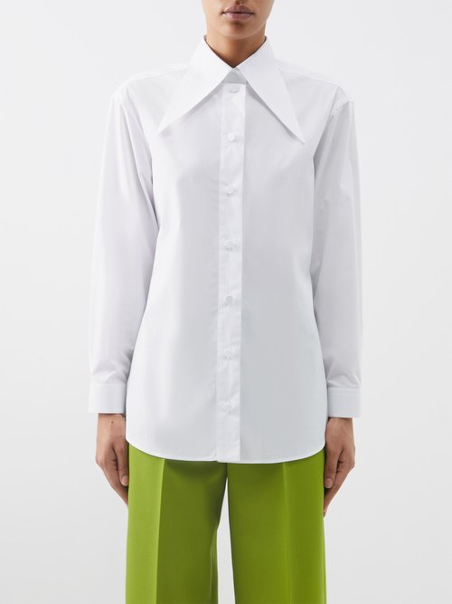 Gucci - Exaggerated-collar Cotton-poplin Shirt - Womens - White