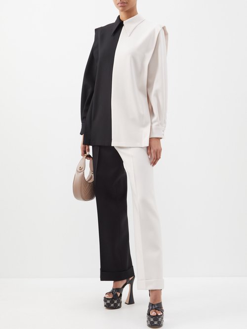 Gucci - Dual-tone Wool-twill Shirt - Womens - Black White