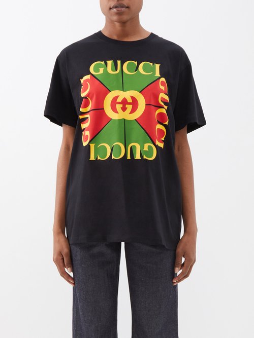 GUCCI Black oversize T-shirt with logo