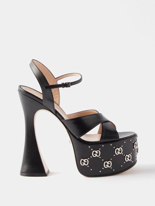 Gucci Janaya Gg-studded Leather Platform Sandals | Smart Closet