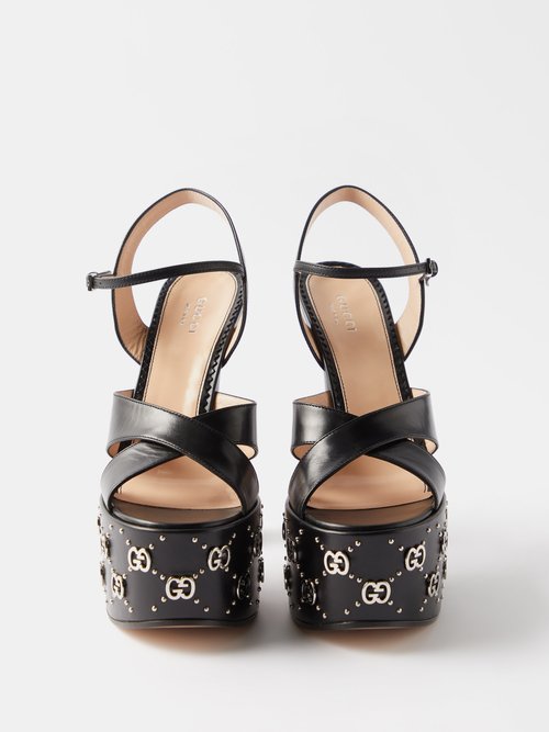 Gucci Janaya Gg-studded Leather Platform Sandals | Smart Closet